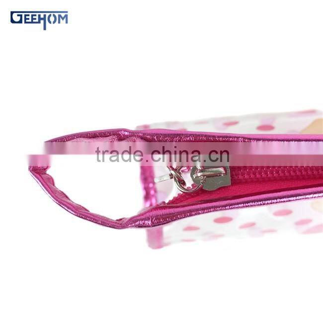 ladies portable standing webbing plastic pvc pouch