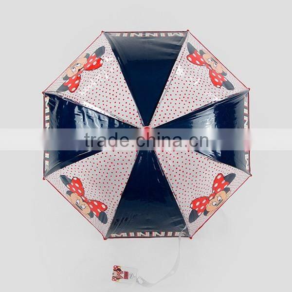 manual open plastic cartoon character print straight kids umbrella
