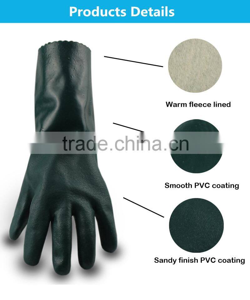 Cheap price fleece lined PVC coated winter hand work gloves