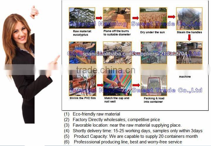 Cleaning tools mops handle colorful fower design wood broom stick