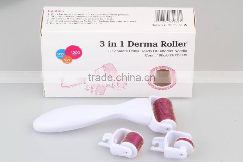 CE Approval titanium derma rolling Manufacturer skin roller system 3 IN 1 derma roller