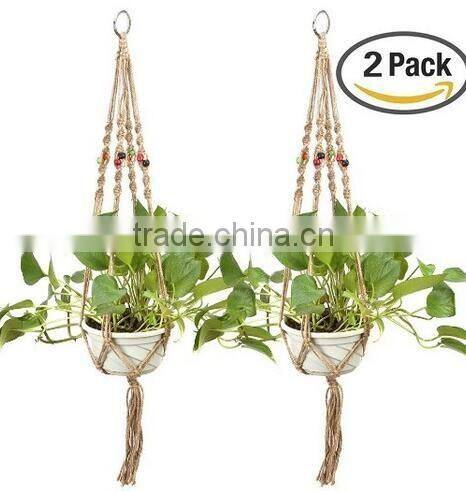 Wholesale 2016 Colorful Hanging Basket Plant Hanger Holders Large for Indoor and Outdoor Jute Rope 48 Inch