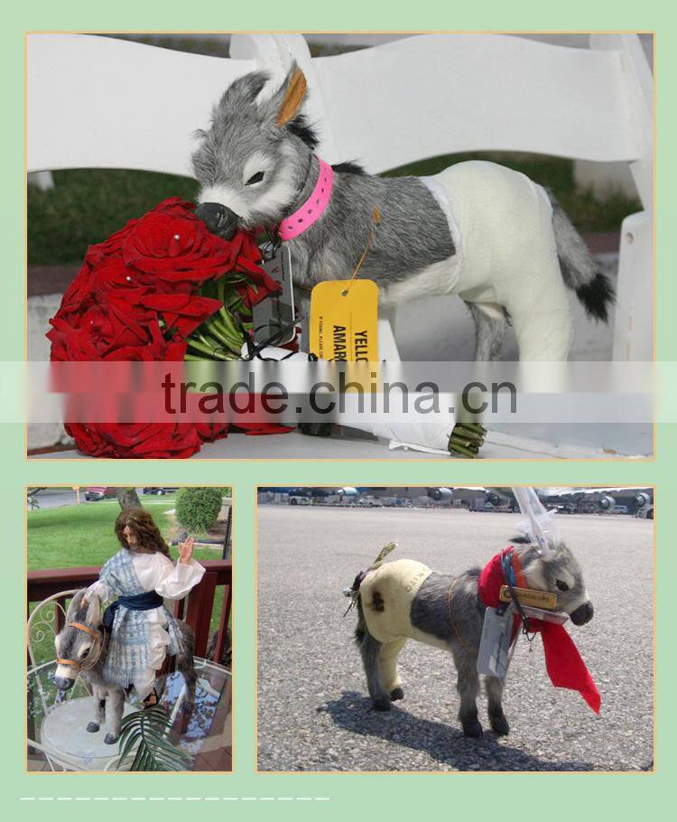 Cute donkey garden decor furry donkey craft made goat fur