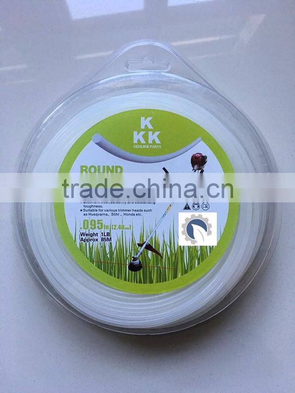 2.4mm white line Blister packing Trimmer Line grass cutter nylon line