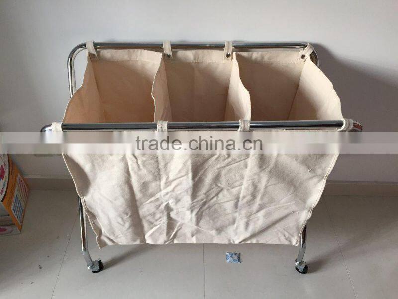 collapsible Chrome plating Four Section Canvas Laundry Sorter