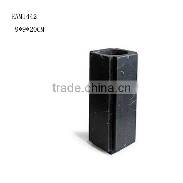 Black marble square vase for planter or flower