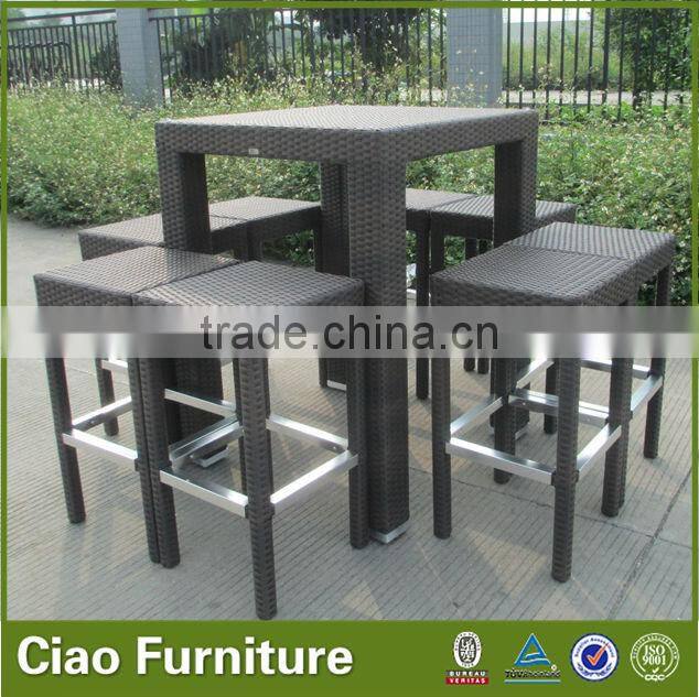 synthetic rattan bar table and chair for club
