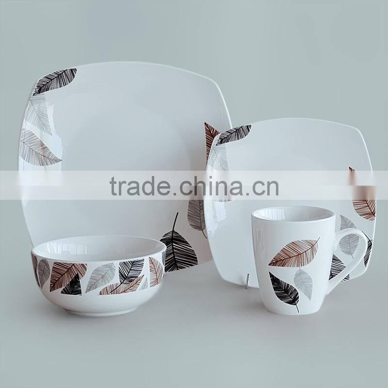 set of 20pcs square shape porcelain dinnerware set,porcelain dinner set,square porcelain dinnerware set