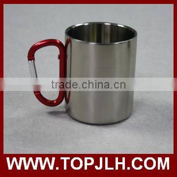 Custom logo printed Carabiner Handle Stainless Steel Coffee Mug