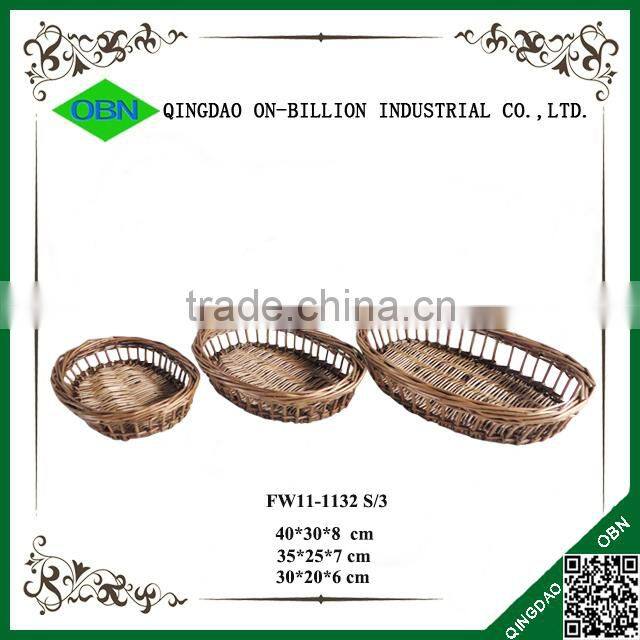 Hand woven natural material wicker wholesale bread basket