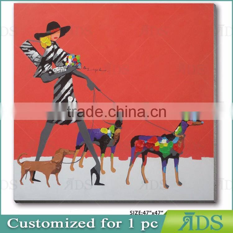Pop Wall Art Girl With Cute Dog Oil Painting