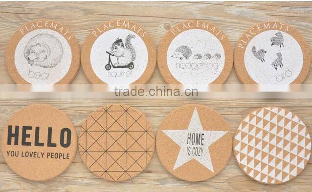 set of 4 Personalized printing Fletcher Style Thick Cork Coasters