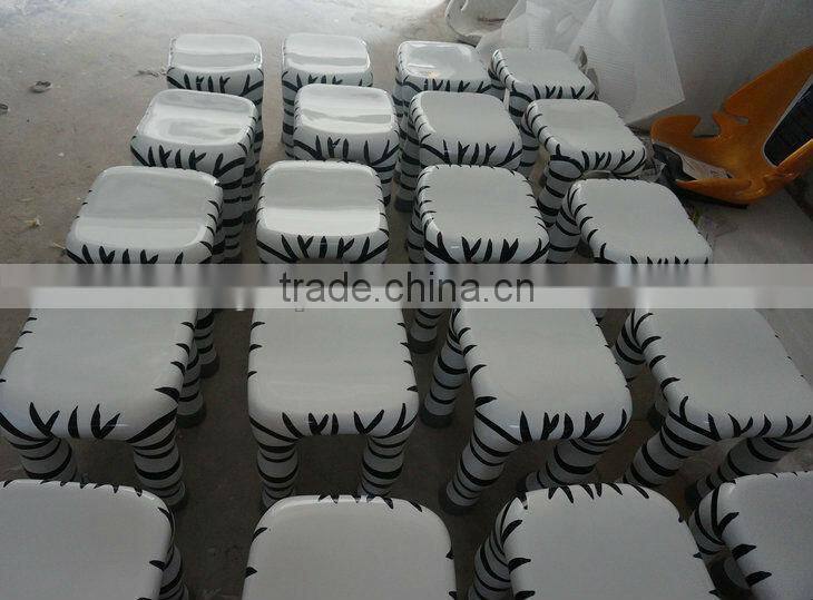 Outdoor fiberglass zebra stool