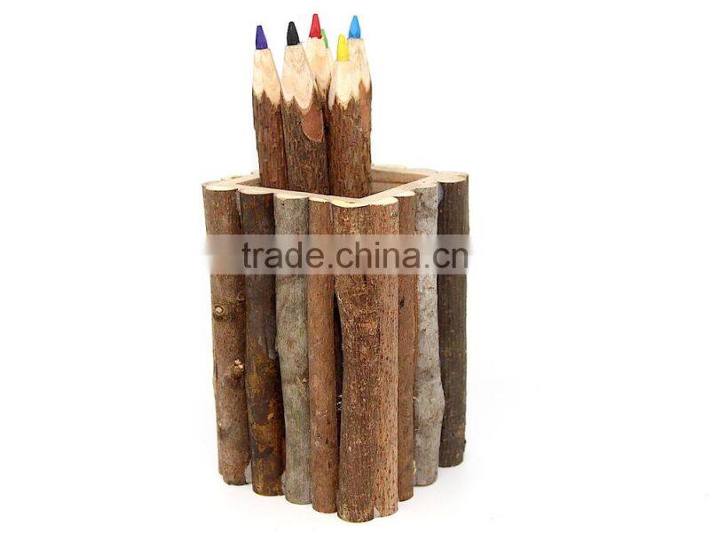 Wooden Pen Holder. Wood Branch Pen Pot, Square Wood Pen Holder