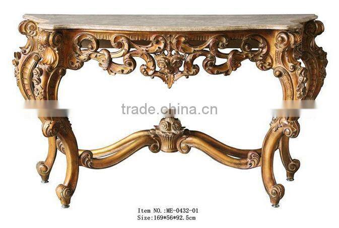 Marble top antique gold console table for living room ME-0432-01