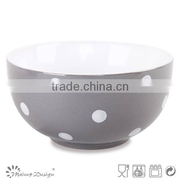 solid glaze ceramics cereal bowl with dot