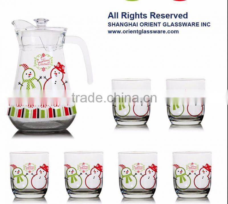 1000ml 1300ml glass pitcher sets glass jar and 6pcs cup set glass col water jug set