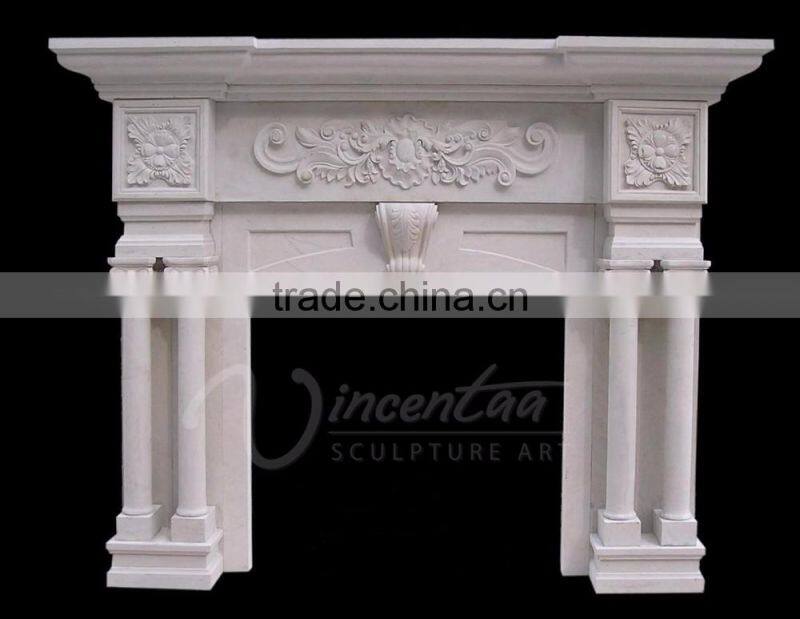 Modern home decoration use hand carved natural marble fireplace mantels