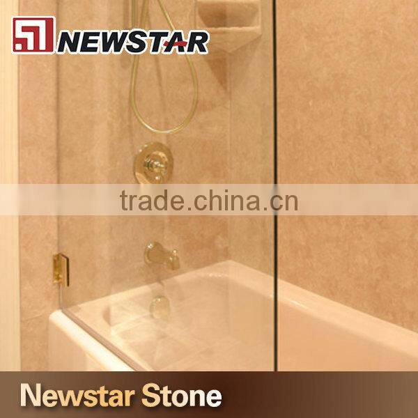 Chinese natural stone beige granite wall 3 panel shower door