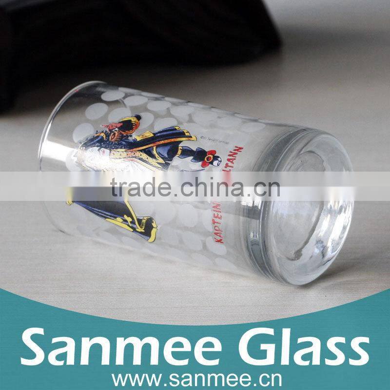 Machine Made Water Glass Cup With Printing Designs For Juice&Water