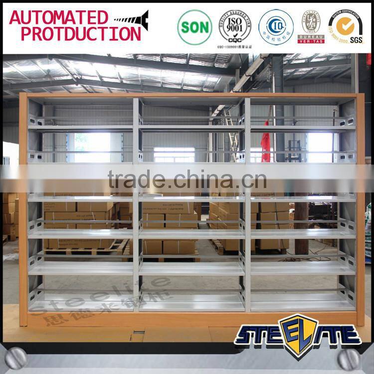 Cheap wooden bookcase furniture used library shelving from China manufacturer