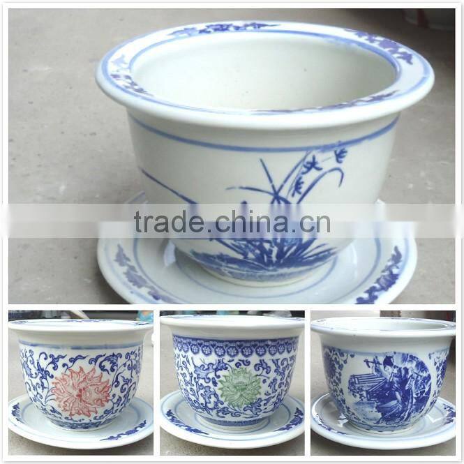 White and blue dragon patterns ceramic planter pots
