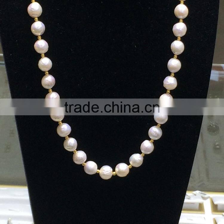 11-12mm white Eaison Pearl with 14K Gold clasp necklace