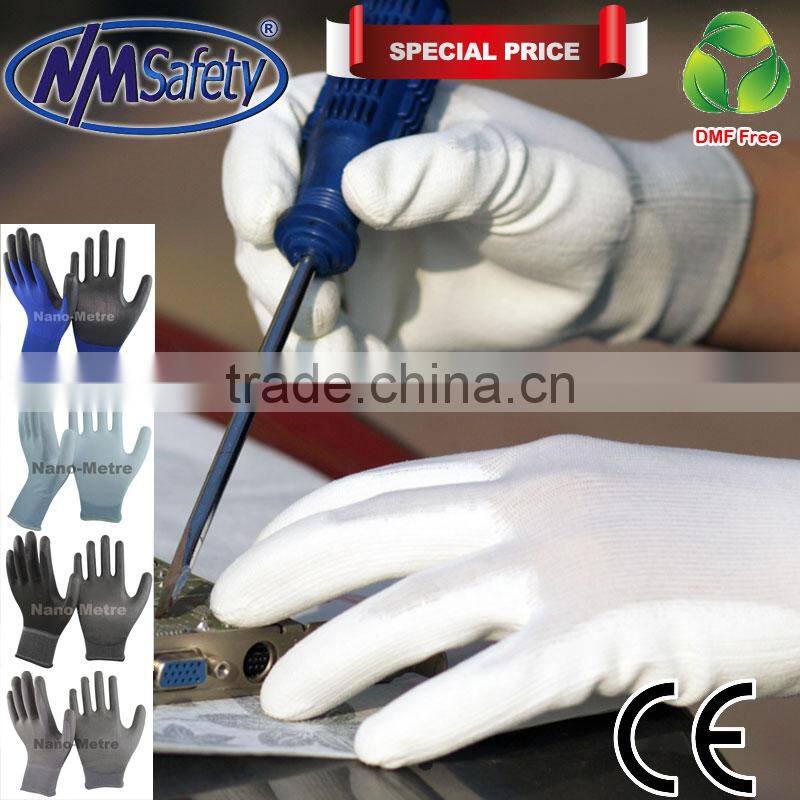 NMSAFETY workers gloves / white pu safety assemble use glove