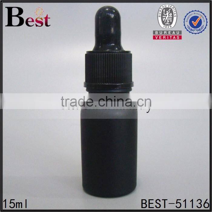 selling essential oil 15ml frosted glass bottle round shape frosted glass bottle massage oil black frosted glass dropper bottle