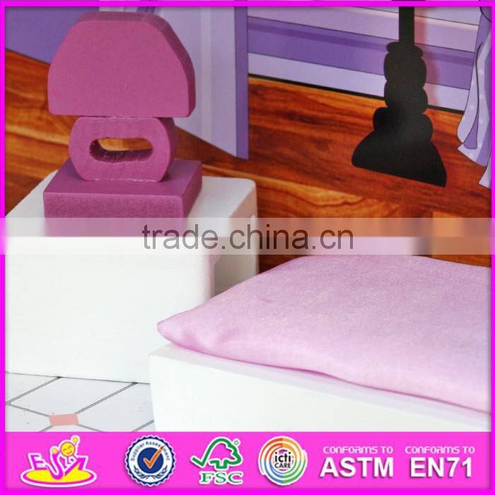 2016 new design girls pretend play super model wooden dollhouse W06A151