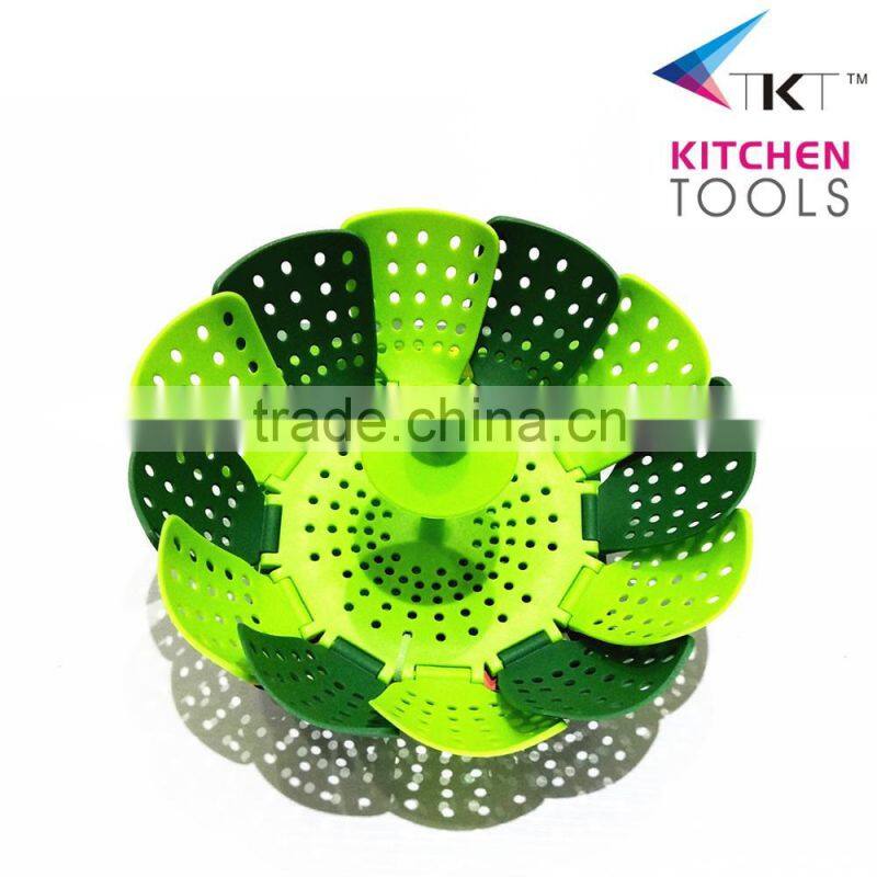 Hot sale plastic adjustable steamer PP+silicone food grade vegetable steamer