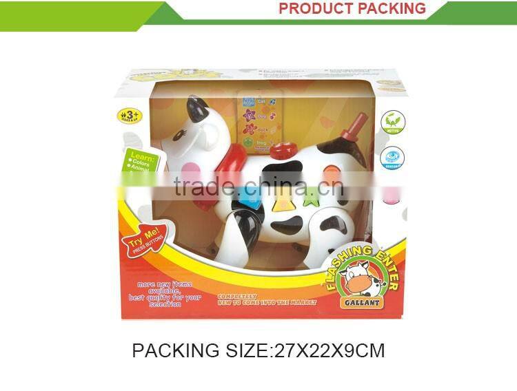 Funny hand push battery operated musical cow walking animal toys