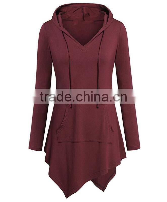 Distressed Hoodie UK Hemline Hoody Shirt Kangaroo Pocket Tunic Long Sleeve Casual Tops Sweatshirt Cute Hoodies For Women