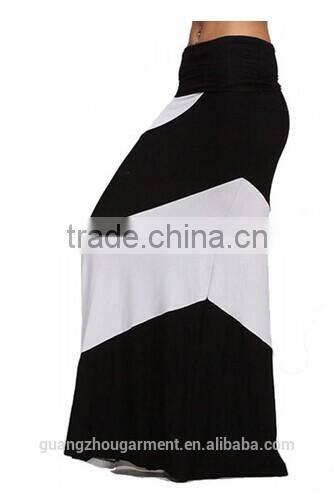 long skirt young Aloud chevron print wide waist band maxi skirt cheap maufacture in china