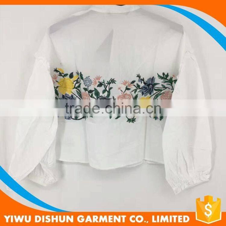 good quality fashion cutting embroidery woman top wide sleeve o neck casual blouse design images