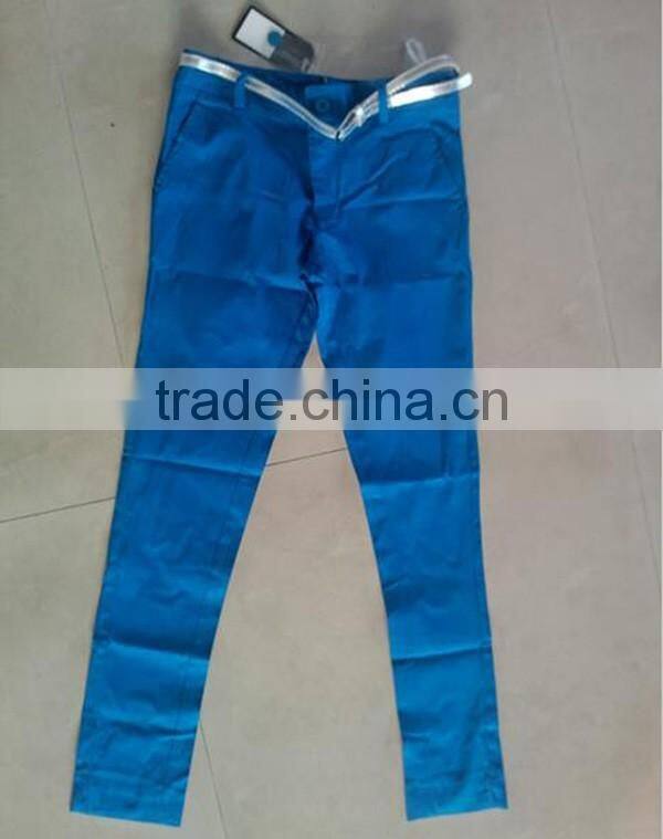 cotton/spandex blue excess inventory pant stock