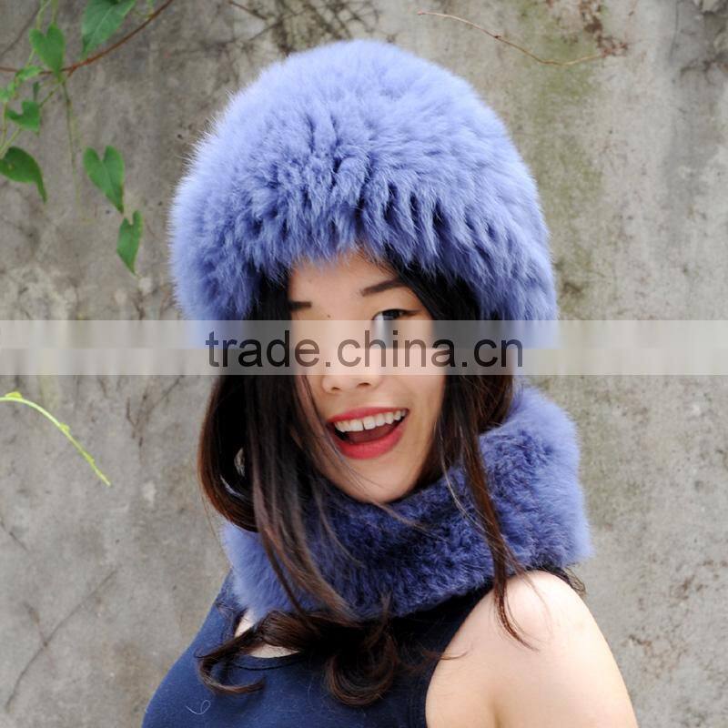 CX-C-01G Womens Girls Knitted Fur Hat Real Fur winter hats