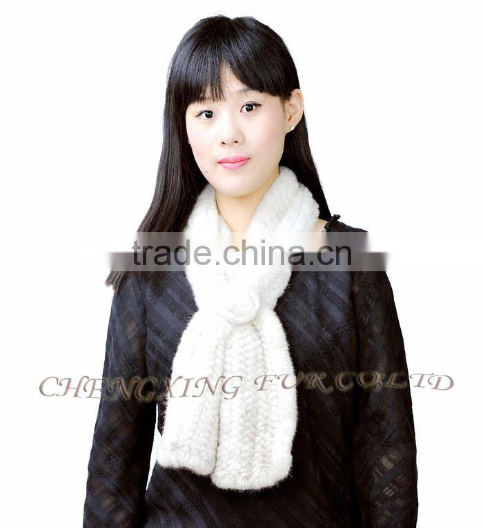 CX-S-82H Best Prices OEM Design Stock Fashion Knitted Mink Fur Ladies Scarf