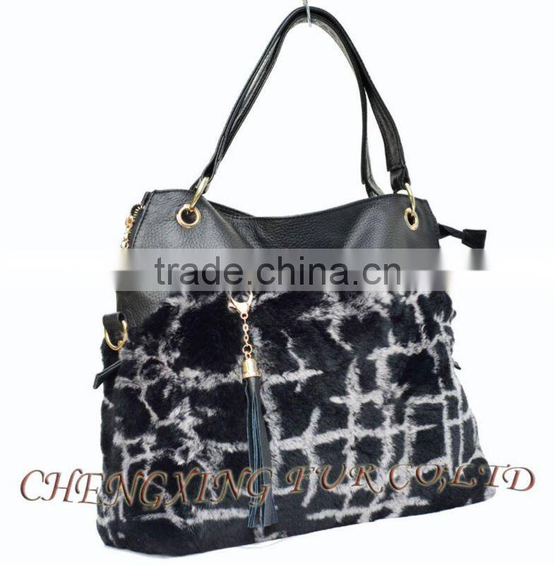 CX-H-44 Rex Rabbit Fur & Leather Handbag New Arrival