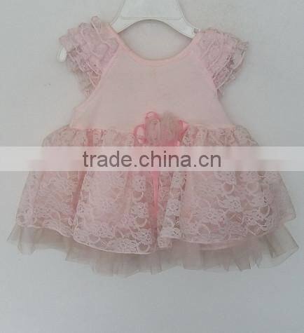 cute baby girls pink embroidered dress for 2016 summer