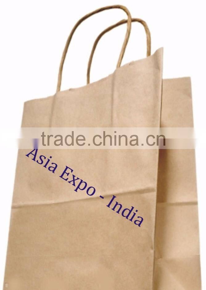 Kraft Paper Gift Bags with Twisted Paper Handles in Solid Colors