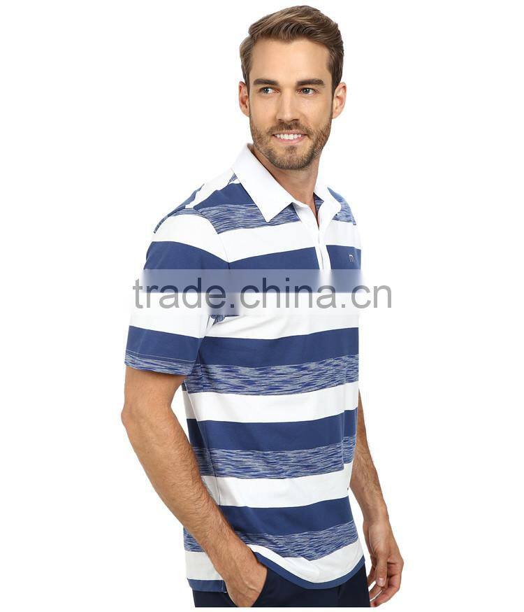 Custom cheap blue striped polo shirts for mens slim fit