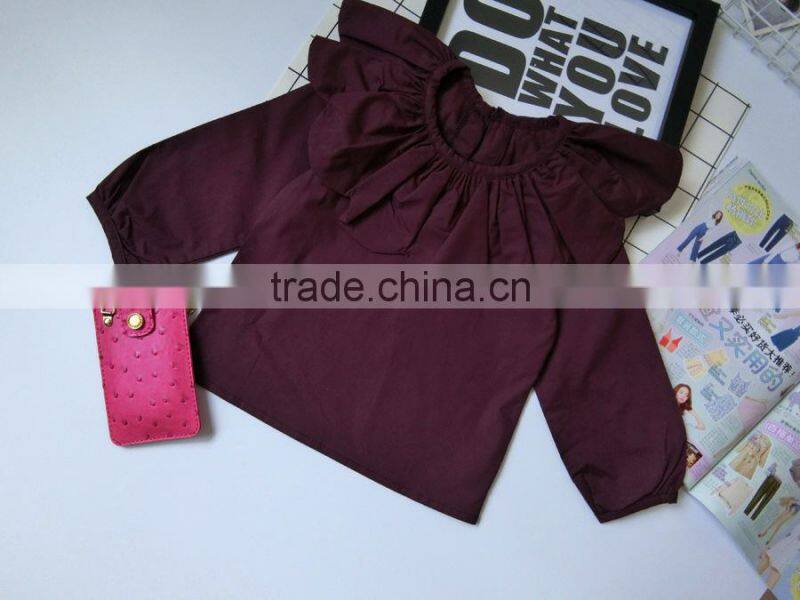 Flower Design Collar Long Sleeve Blouse Baby Girl Spring Autumn Clothes Wholesale