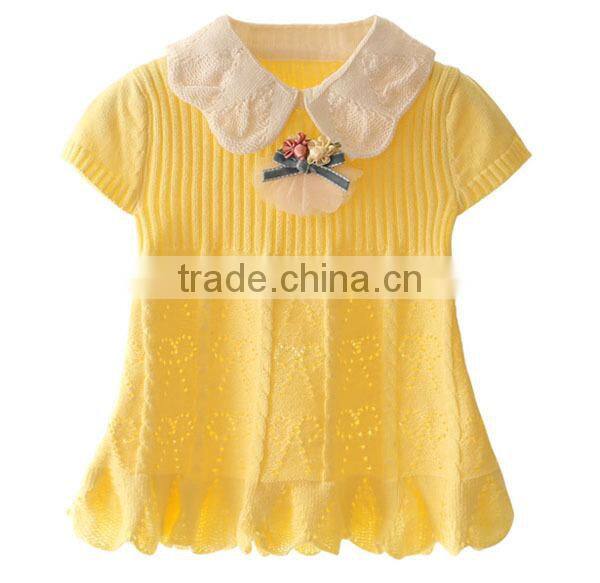Baby girl 2015 fashion hollow out knit dress infant baby fairy dress for summer
