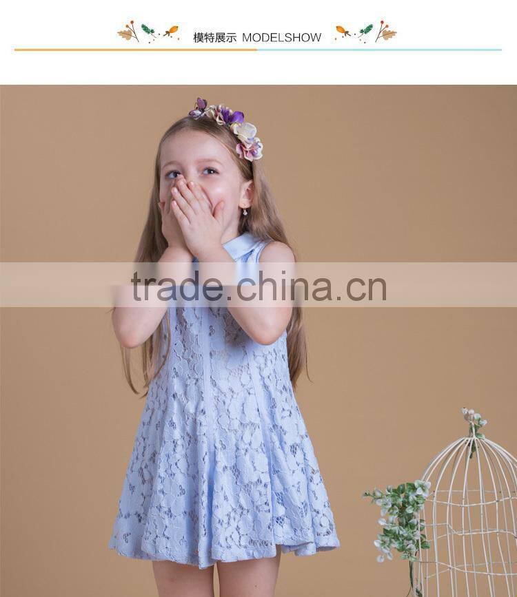Newest Summer Doll Collar Baby Girls Sleeveless Dress Designs For Party