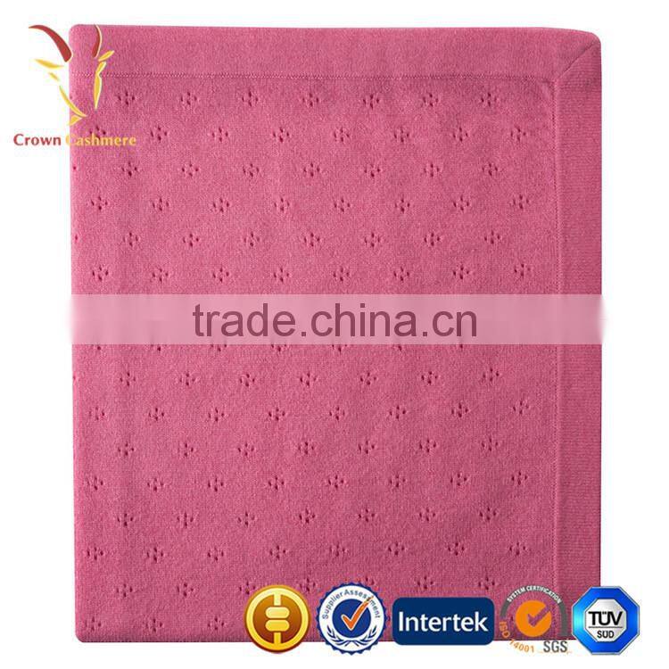 High Quality Soft Knitted Plain 100% Cashmere Wool Infant Baby Blanket