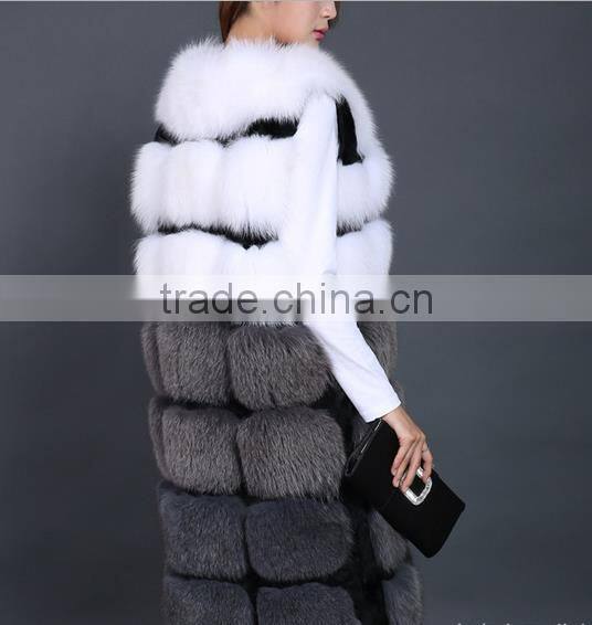 high-grade genuine fox fur vest real fox fur long gilet fashion fur winter coat for women