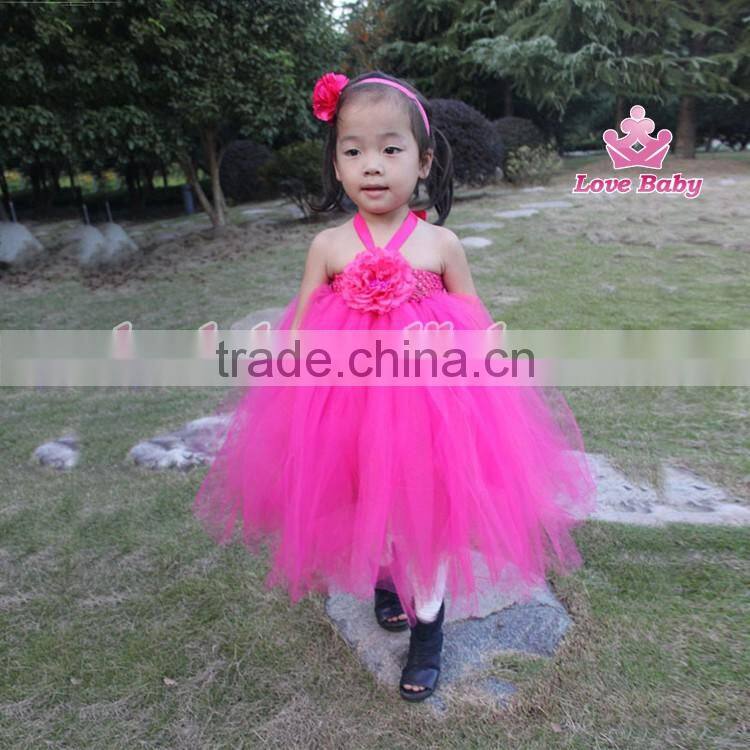 Pure White Tulle Girl Crochet Tutu Dress Beautiful Puffy Baby Dance Dress