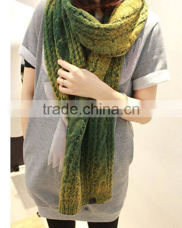 Winter super thick and women fashion 180*40cm color gradual change design women knitting latest scarf