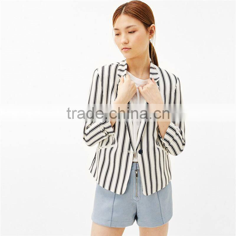 2017 custom designs women leisure 3/4 sleeve blazer jacket